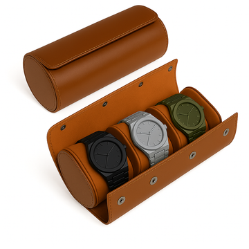 3-Slot Leather Watch Roll
