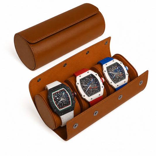 3-Slot Leather Watch Roll